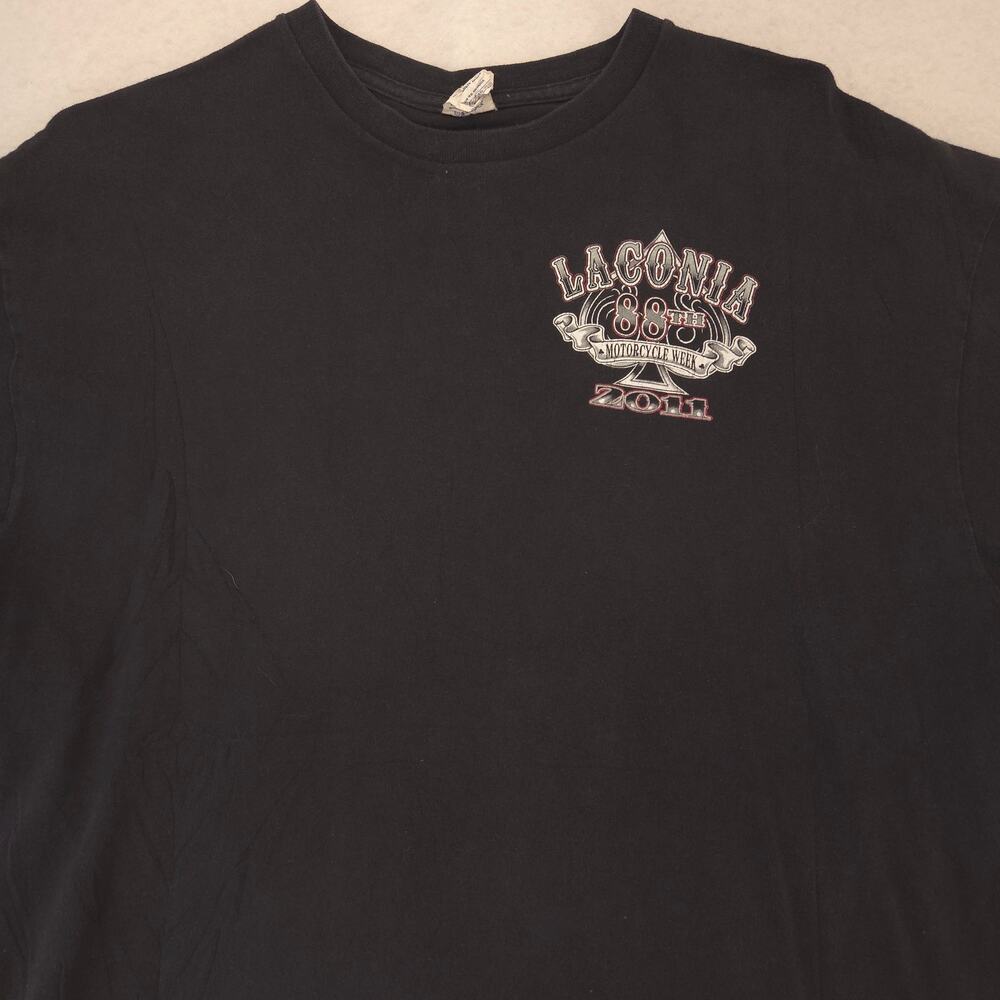 Laconia 88th Motorcycles Week 2011 Crew Neck Graphic T-Shirt Mens Size XL Black